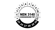 NEN 3140 stickers  - NEN 3140 goedgekeurd wit 2025 - 3 cm op rol