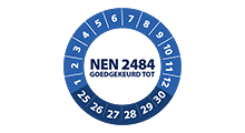 NEN 2484 stickers - NEN 2484 goedgekeurd blauw 2025 - 3 cm op rol