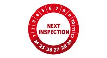 Volgende inspectie stickers - Next inspection sticker rood 2024 - 3 cm op rol
