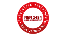 NEN 2484 stickers - NEN 2484 goedgekeurd rood 2025 - 3 cm op rol