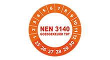 NEN 3140 stickers  - NEN 3140 goedgekeurd oranje 2025 - 3 cm op rol