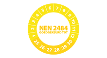 NEN 2484 stickers - NEN 2484 goedgekeurd geel 2025 - 3 cm op rol