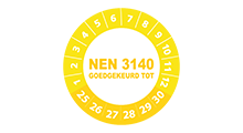 NEN 3140 stickers  - NEN 3140 goedgekeurd geel 2025 - 3 cm op rol